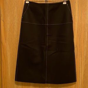 J Crew black wool blend A line skirt size 2 with stitching detail